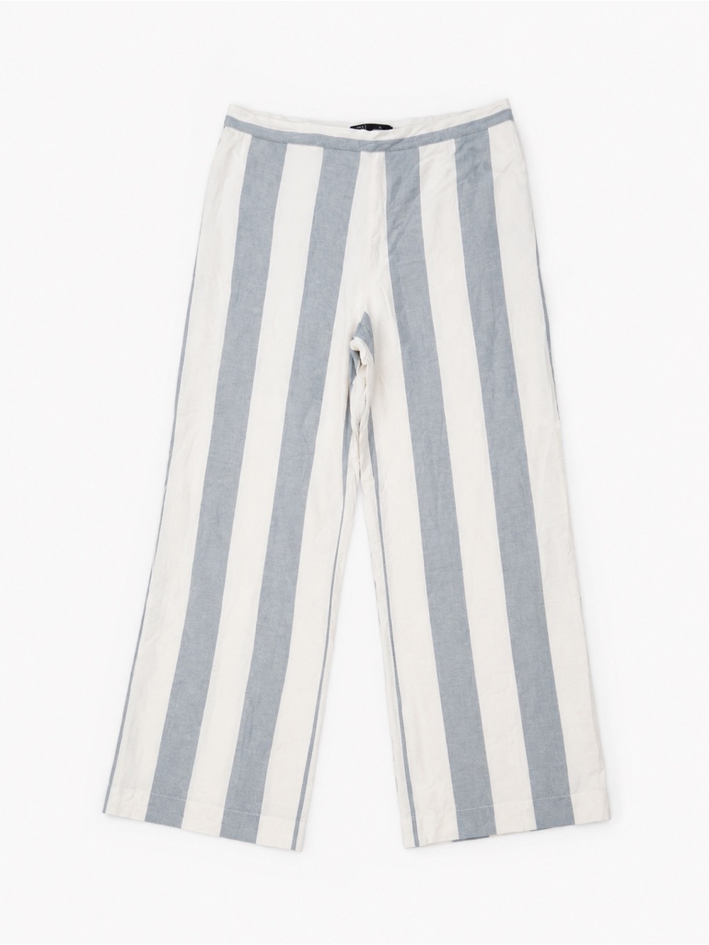 Melanie Lynne Striped Wide-Leg Linen Pants in Blue and White Size M/L - Picture 2 of 9